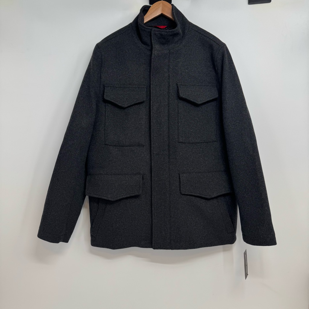 Michael Kors Wool Blend Military Coat Men's S Charcoal Quilted Lining $239
